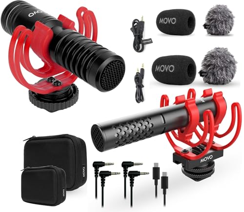 Movo VXR10-PRO and X1-Mini Shotgun Microphone Bundle for Cameras, iPhone, DSLRs, and More