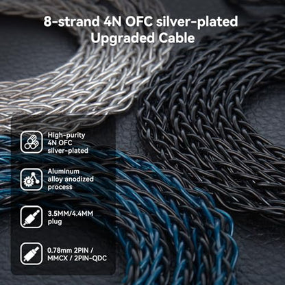 2026 Upgraded 1.5M IEM Cable,4N OFC Silver-Plated Upgraded IEM Cable - color: Black, size: QDC