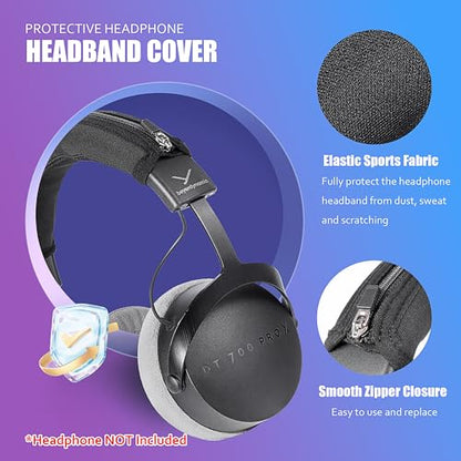 DT 1990 Pro Headband Cover Compatible with beyer'dynamic DT 1990 Pro/DT 1770 Pro/DT 900 Pro X/MMX 200 Headphones Headband Cushion Pad Cover Replacement Headband Protector (Black)