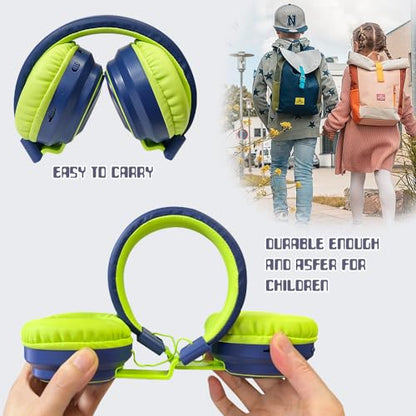 Mokata Kids Headphones Bluetooth 5.3 Wireless Lightweight Fast Charging 68 Hours Play Time Volume Limited 85/94dB Over Ear Foldable with Built-in Mic for Toddler Boy Tablet Pad Deepblue - color: DeepBlueSky