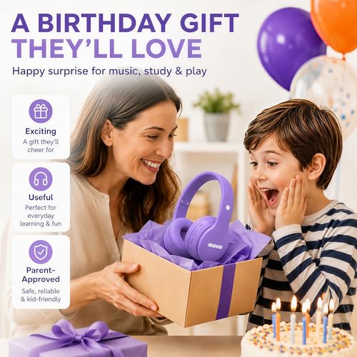 Kids Bluetooth Headphones Wireless 68 Hours,Safe Volume Limit 85/94dB | Adjustable Headband Foldable Over-Ear Lightweight for Toddler Girls Boys Tablet/iPad,HD Stereo,Built-in Mic,Light Purple - color: Light Purple