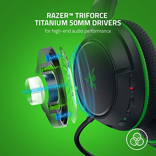 Razer Kaira Wireless Gaming Headset for Xbox Series X|S, Xbox One: Triforce Titanium 50mm Drivers - Cardioid Mic - Breathable Memory Foam Ear Cushions - EQ Pairing Button - Windows Sonic - Black - color: Black, style: Kaira