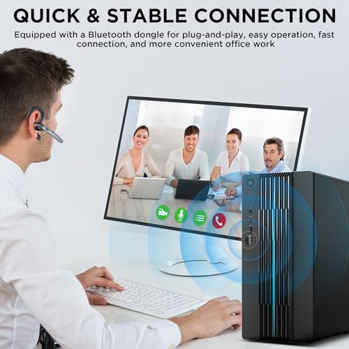 Bluetooth Headset V5.3, Wireless Bluetooth Earpiece with 600mAh Charging Case, 110H Playtime, Hands Free Headset for Cell Phone and Computer with Built-in Microphone for Work Trucker Office