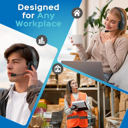 Philips Trucker Bluetooth Headset with Mic, Wireless Trucker Headset with AI Noise-Canceling Microphone & Instant Mute Button, Reliable Long Battery Life, Headphones for Drivers, Office, Call Centers