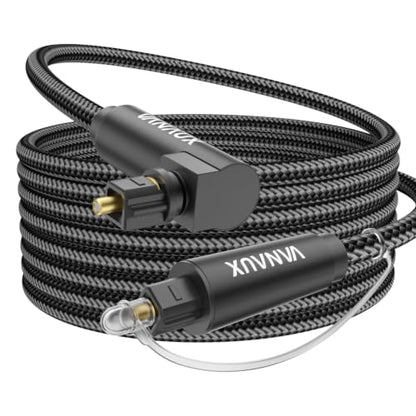 VANAUX 90 Degree Optical Audio Cable Digital Toslink Fiber Optic Cords Male to Male for Home Theater,Soundbars,Gaming Consoles (15FEET/5M) - size: 16.5FEET/5M