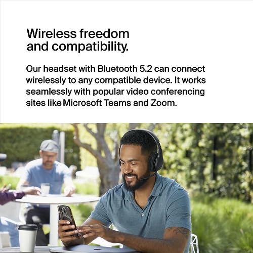 Belkin SoundForm Adapt Wireless Headset, Boom Mic, 45H Battery | Over-ear headphones, foldable design, USB-C and 3.5mm wired option, work calls, gaming, travel, office
