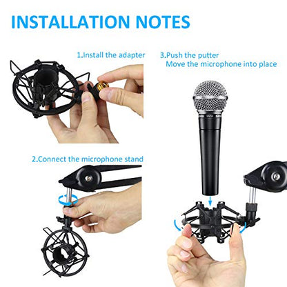 SUNMON SM58 Microphone Shock Mount Holder for Reduces Vibration and Noise, Suitable for Shure SM58-LC, SM58-CN Cardioid Dynamic Vocal Mic - color: Shock Mount