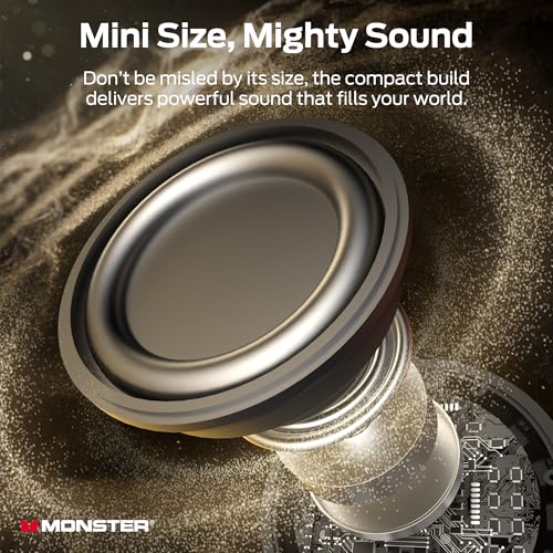 Monster Ripple Shower Bluetooth Speakers, IPX8 Waterproof Shower Speaker, Bluetooth 6.0 with Wireless Stereo Pairing and Hands-Free Calling, Portable Outdoor Speakers, Black
