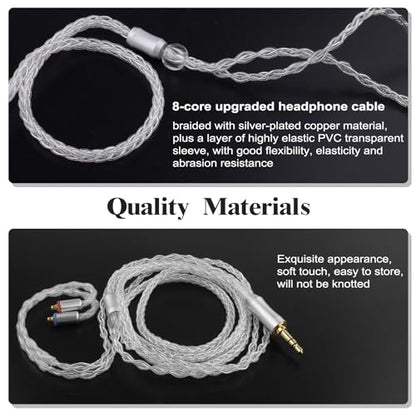SE846 Cable Compatible with Shure SE215, SE215 Pro, SE315, SE425, SE425 Pro, SE535, SE846, AONIC 3, AONIC 4, AONIC 5, LZ A4 A5 UE900 Pro Earbuds Earphone, MMCX Replacement Headphone Cable, 4ft