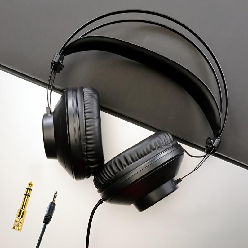 Headband Adjustable Studio Wired Monitor Headphones Over Ear Stereo Music Earphones Foldable DJ Ratable Headsets for Piano/Drum/Computer/Electronic Keyboard etc Music Electronic Equipment