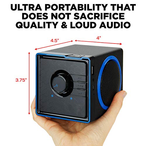 GOgroove SonaVERSE BX Wired Portable Speaker with USB Music Player - Cube Speaker with USB Flash Drive MP3 Input, 3.5mm AUX Port, Playback Buttons, Rechargeable 5 Hour Battery (Wired AUX Only)