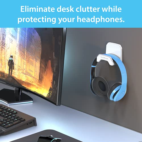 TotalMount Gaming Headset Hanger – Removable Adhesive Strips (White) | Designed in the USA – Easy, Damage-Free Wall, Desk, or PC Mounting (Headphone Hook With Premium Silicone Cradle) - style: Premium White