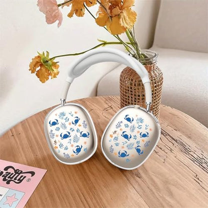 Cute Cartoon Marine Clear Case for Airpods Max Headphones Crab Waterweed Soft TPU Ear Cups Cover Anti-Scratch Silicone Ear Pad Protective Case Kawaii Headband Cover for Apple Airpods Max - color: Waterweed crab 04