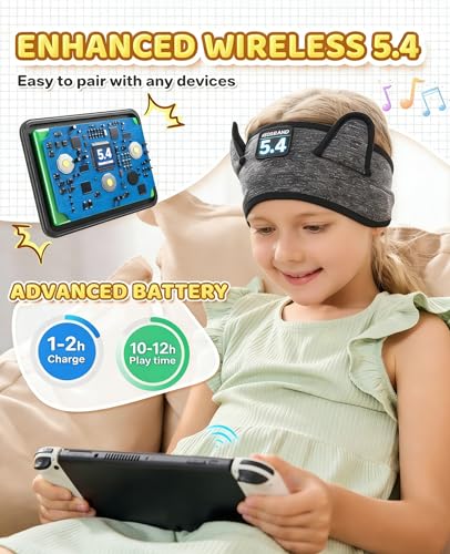 Kids Headphones, Bluetooth Headphones Adjustable Headband for Kids, Wireless and Wired Playback 3.5 MM Jack for School, Kids Headset for Girls Boys, Kindle Tablet Cellphones Airplane Travel Sleep - color: DarkGrey