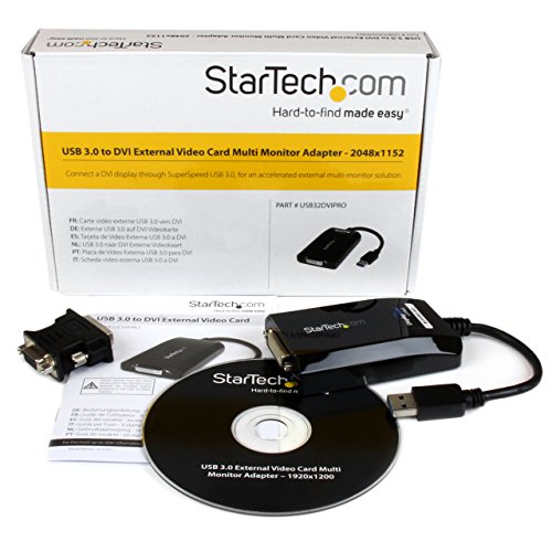 StarTech USB-A to DVI/VGA Adapter, 2048 x 1152, DVI to VGA Included | USB 3.0 5Gbps, Extra monitor, VGA adapter in box, Mac and Windows, External video graphics card - style: USB 3.0 to DVI