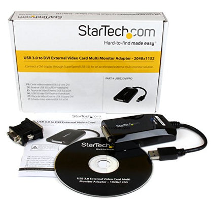 StarTech USB-A to DVI/VGA Adapter, 2048 x 1152, DVI to VGA Included | USB 3.0 5Gbps, Extra monitor, VGA adapter in box, Mac and Windows, External video graphics card - style: USB 3.0 to DVI