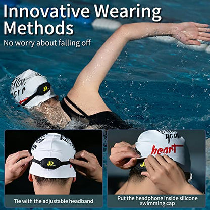 Bone Conduction Headphones, Open Ear Sport Headphones with Headband Waterproof Wireless Earphones with Microphone Innovative Wearing Method for Swimming and Workouts (Black) - color: black one