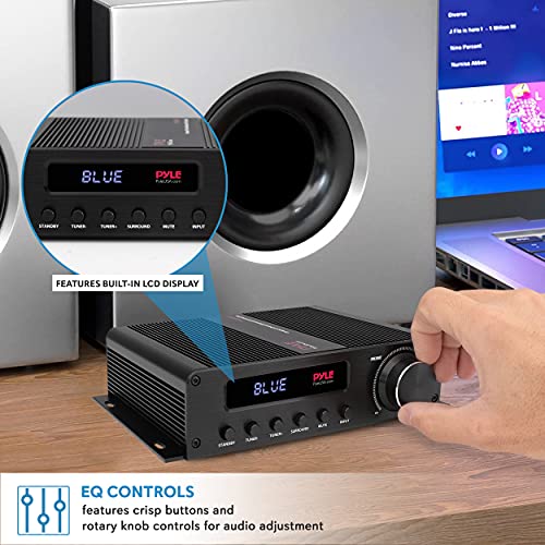 Pyle Wireless Bluetooth Home Audio Amplifier - 100W 5 Channel Home Theater Power Stereo Receiver, Surround Sound w/ HDMI, AUX, FM Antenna, Subwoofer Speaker Input, 12V Adapter, Black - PFA540BT