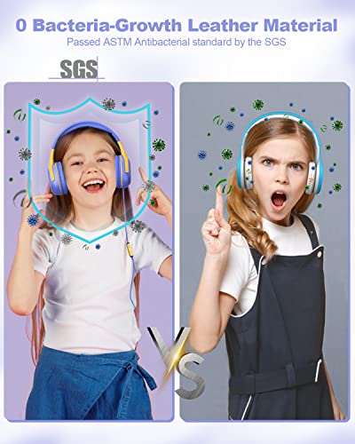 Kids Headphones Wired with Microphone for ipad Computer Laptop for Boys Girls Volume Limit Foldable Over Ear Headset for School 3.5mm Jack | 3.5mm Jack, HD Mic, Portable Wired Headphone with Shareport, Stereo Sound On-Ear Headphones for Toddler Girls Boys