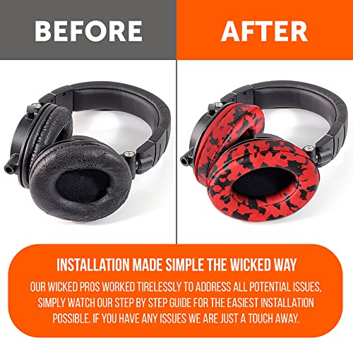 WC Wicked Cushions PadZ - Thick & Soft Ear Pads for ATH M50X / M40X / SteelSeries Arctis/HyperX Cloud & Alpha/Logitech G Pro X/Compatible with Over 50 Headphones | Red Camo - color: Red Camo