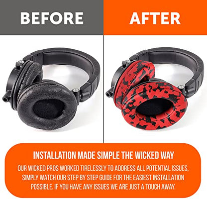 WC Wicked Cushions PadZ - Thick & Soft Ear Pads for ATH M50X / M40X / SteelSeries Arctis/HyperX Cloud & Alpha/Logitech G Pro X/Compatible with Over 50 Headphones | Red Camo - color: Red Camo