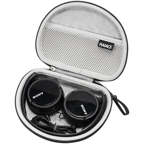 RAIACE Hard Storage Case Compatible with Sony MDRZX110NC & MDRZX110AP Noise Cancelling Headphones. (Case Only) - Black(Gray Lining)