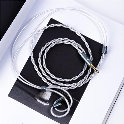 Hisenior White Whale 2Pin 0.78mm 6 Shares OCC Silver-Plated HiFi in-Ear Earphone Cable, Audiophile IEM Earbud Replacement Cable, 4ft 1.2Meters Earphone Upgrade Cable (4.4mm Balanced) - size: 4.4mm Balanced