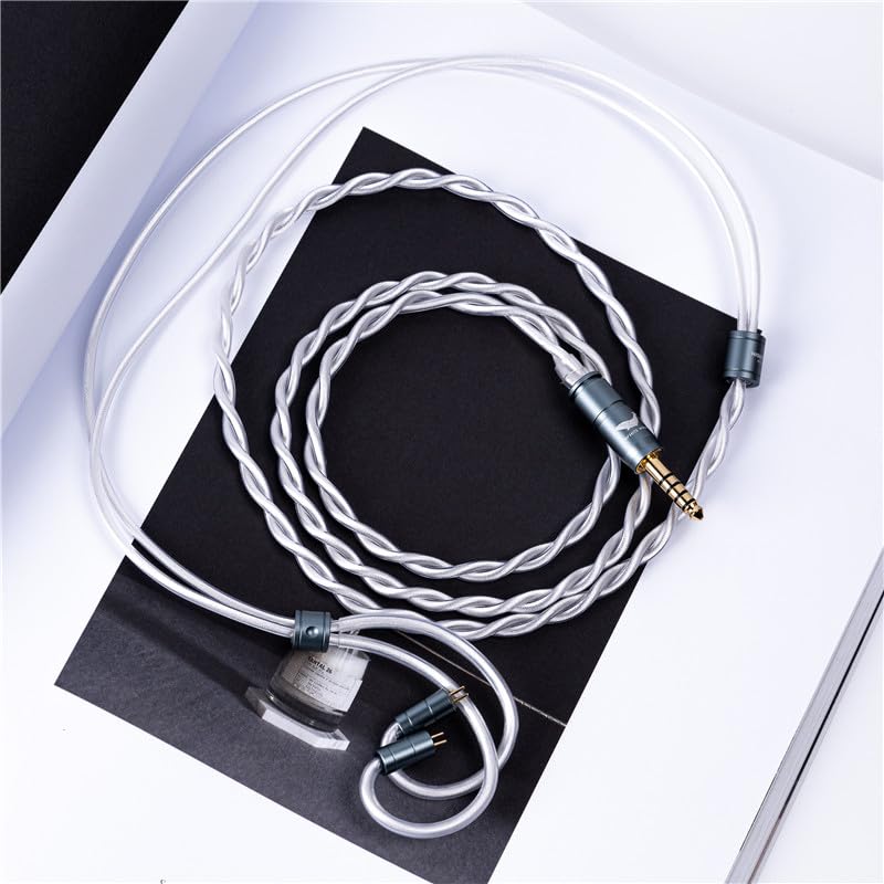 Hisenior White Whale 2Pin 0.78mm 6 Shares OCC Silver-Plated HiFi in-Ear Earphone Cable, Audiophile IEM Earbud Replacement Cable, 4ft 1.2Meters Earphone Upgrade Cable (3.5mm Audio) - size: 3.5mm Audio