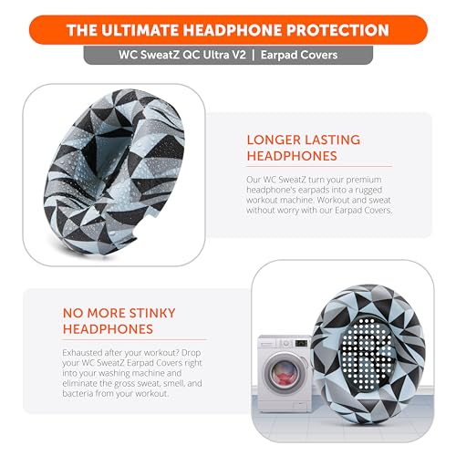 WC SweatZ QC Ultra - Patented Covers for Bose QuietComfort Ultra Gen 1 & 2 | Made by Wicked Cushions | Made with Premium Silicone, Sweatproof & Washable | Geo Grey - color: Geo Grey