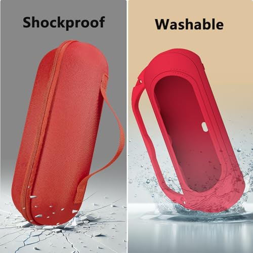 Silicone Cover and Hard Carrying Case for Beats Pill 2024 Bluetooth Speaker | Protective Cover Case for Beats Pill Speaker Accessories, Scratch-Resistant and Drop-Proof Cover (Red Case) - color: Red Case