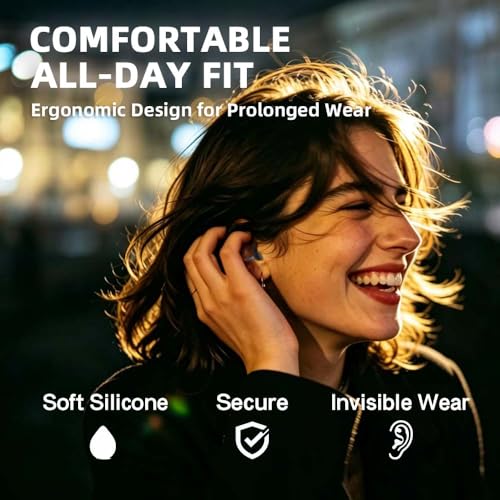 LYSIAN High Fidelity Concert Ear Plugs, 23dB, 2 Pairs with Case, Black | Reusable soft musician earplugs for concerts, festivals & raves; 23dB noise reduction, 2 pairs with aluminum case - color: Black