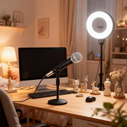 Desktop Microphone Stand, Upgraded Adjustable Table Mic Stand with Non-Slip Metal Base for Blue Yeti Snowball Spark & Other Microphone