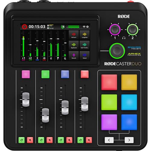 RODE RODECaster Duo Integrated Audio Production Studio | Compact Mixer with Dual USB Interface & Bluetooth | For Podcasting & Live Streaming (RCDUO) + 32GB MicroSDHC Memory Card + 10 Foot XLR + More