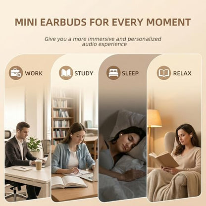 Invisible Sleep Earbuds, Mini Wireless Bluetooth Earbuds for Side Sleepers, Ultra-Light Ergonomic Design, Smart Touch Control, Auto Pairing, IPX5 Waterproof, Deep Bass Stereo Headphones（Black） - color: Black
