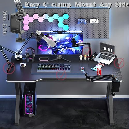Low Profile Mic Boom Arm, 360° Rotatable 3-Section Foldable Desk Microphone Stand, 2.5kg Heavy Duty C Clamp Mic Mount with 1/4 3/8 5/8 Screw Adapter for Streaming Podcast(C Clamp Mount) - color: C Clamp Mount