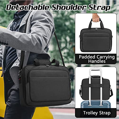 samdew Mobile Printer Storage Bag, with Laptop Layer up to 14", Bag Only | Compatible with HP Tango/Tango X, HP Officejet 250/200, with Pockets, Shoulder & Trolley Strap, for Work, Business or Travel - size: Single-layer Printer Bag