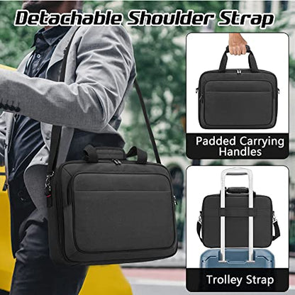 samdew Mobile Printer Storage Bag, with Laptop Layer up to 14", Bag Only | Compatible with HP Tango/Tango X, HP Officejet 250/200, with Pockets, Shoulder & Trolley Strap, for Work, Business or Travel - size: Single-layer Printer Bag