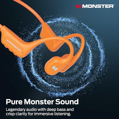 Monster Open Ear BC300 Sport Headphones, Wireless Bone Conduction Headphones Bluetooth 6.0, IPX8 Waterproof, 32GB Built-in Memory, 10-Hour Battery Life for Running, Cycling, Outdoor Sports
