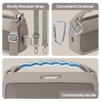 Lebakort 2nd Gen Silicone Cover Compatible with Bose SoundLink Flex 2nd Gen/Bose SoundLink Flex Portable Speaker (Sandstone Cover) - color: Sandstone Cover