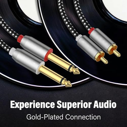 6.56FT Dual 1/4 inch TS to Dual RCA, RCA to 1/4, 6.35mm TS to R-CA, 1/4 to R-CA Cable for Audio Player TV Audio Mixer Power Amplifier Speaker Home Theater Aluminum Alloy and Nylon Braided Cover - size: TS+RCA (6.56 ft/2 m)