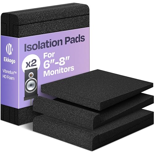 Pair of Studio Monitor Isolation Pads Premium Acoustic Foam to Elevate Audio Ideal Speaker Foam for 6.5-8 Inch Speakers Enhanced with Vibredux HD Foam for Superior Isolation - size: For 6.5″-8″ Monitors