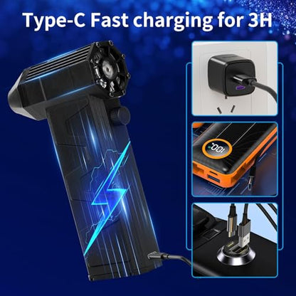 Electric Air Duster – 180000 RPM Compressed Air Blower for Keyboard, PC, Electronics – Reusable Cordless Dust Cleaner with USB-C Fast Charging