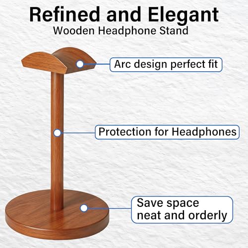Solid Walnut Wood Headphone Stand with Storage Base | Universal Wooden Headset Holder for Gaming & Office,Compatible with Bose,Sony,Sennheiser,Razer,Beats,PS5