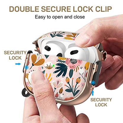 Maxjoy for AirPods 3 Case with Safety Lock, Magsafe Compatible, Pink | Double Secure Lock,Drop Protection,Two-Piece Design,with Gold Keychain, Anti Lost, Dustproof, Cute AirPod 3 Case - color: Pink + Red, size: AirPods 3 Case