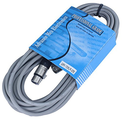 25 Foot Male to Female XLR Microphone Cable (Gray) - color: Gray