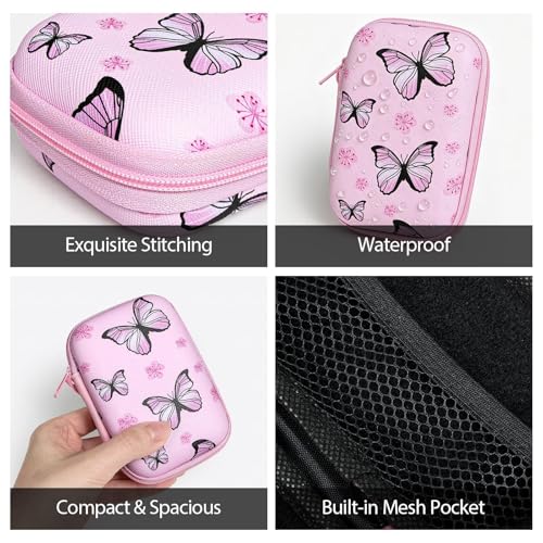 【Woyinger】 Printed EVA Hard Earbud Case Travel Organizer, Carrying Pouch for Wired & Wireless Earphones, Charging Cables, USB Flash Drives, Electronics Accessories Bag, Butterfly - color: A1-Butterfly