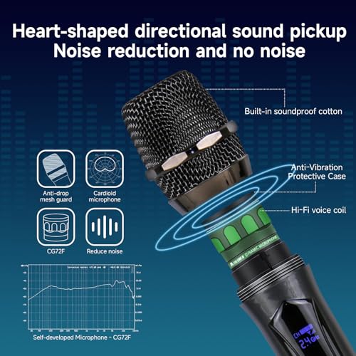 Wireless Karaoke Microphone dynamic Mic Up160ft range handheld plug-and-play design rechargeable Compatible with karaoke machines and PA systems Ideal for party、church Singing and other scenarios