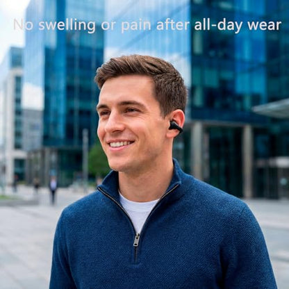 Open Ear Earbuds, Wireless Bluetooth with Clip-on Cuff Design, IPX4, 20+ Hours Battery (Black)