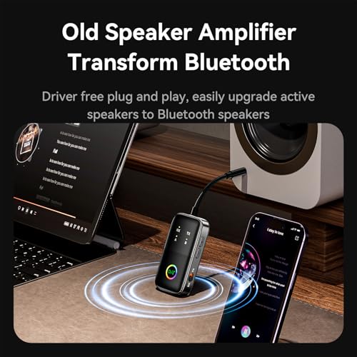 Bluetooth Transmitter Receiver for TV/Airplane, Supports 2 Headphones with AptX Adaptive/Low Latency, 3.5mm Aux Wireless Audio Adapter for Home Stereo/Flight/Car/Speakers/Gym, Plug & Play