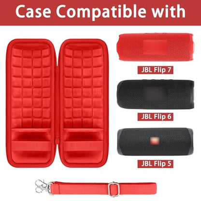 co2CREA Hard Travel Case for JBL Flip 7/6/5/4 Speaker, Red - color: Red Case